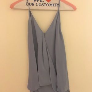 Parker Blue Silk Halter Blouse w/ Scoop Back